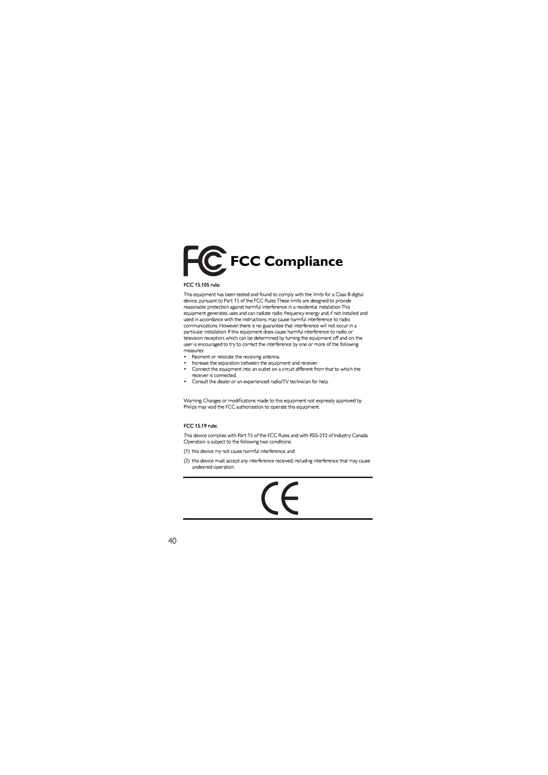 Philips 9305 125 2477.5, SJ/T11363 manual FCC Compliance 