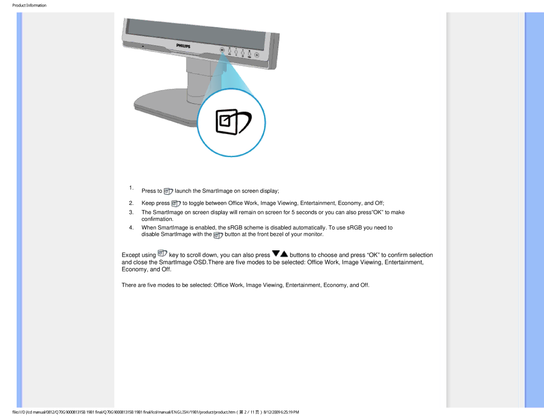 Philips 89/E-06251, 93/T-42107, 19B1CB/27 user manual Product Information 