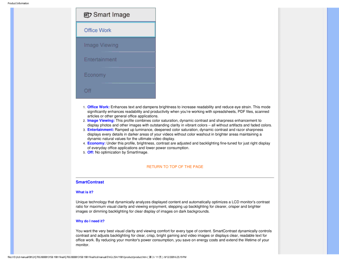 Philips 19B1CB/27, 93/T-42107, 89/E-06251 user manual SmartContrast, What is it?, Why do I need it? 