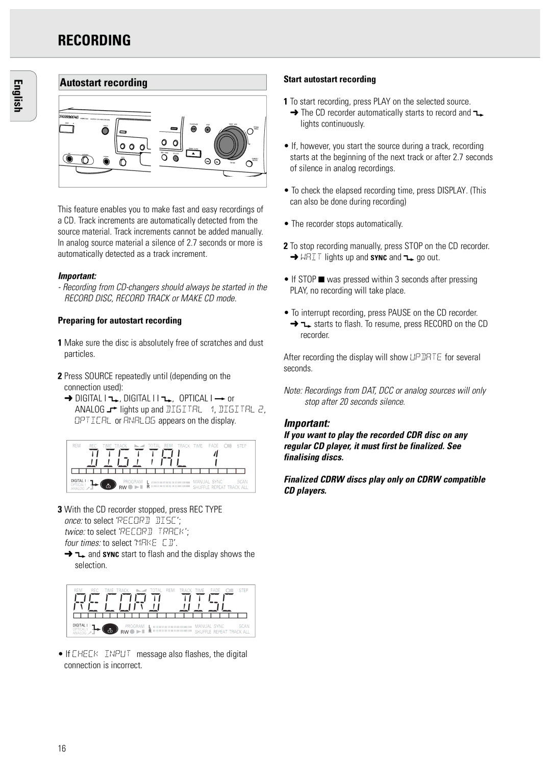 Philips 950 manual Autostart recording, Preparing for autostart recording 