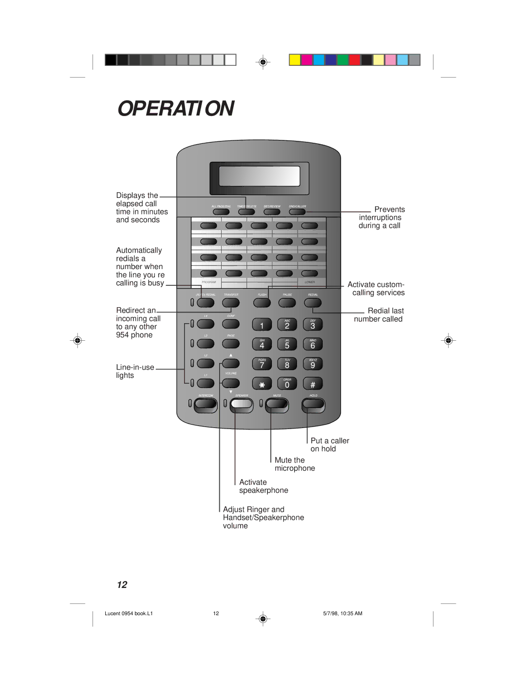 Philips 954 manual Operation 