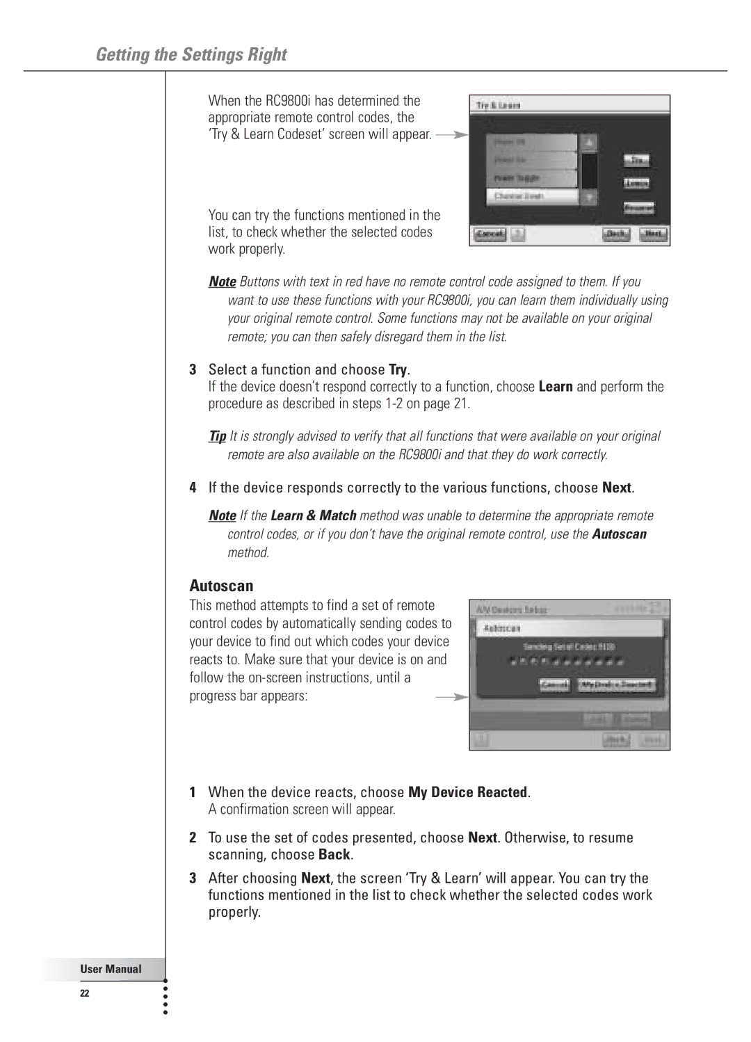 Philips 9800i user manual Autoscan 