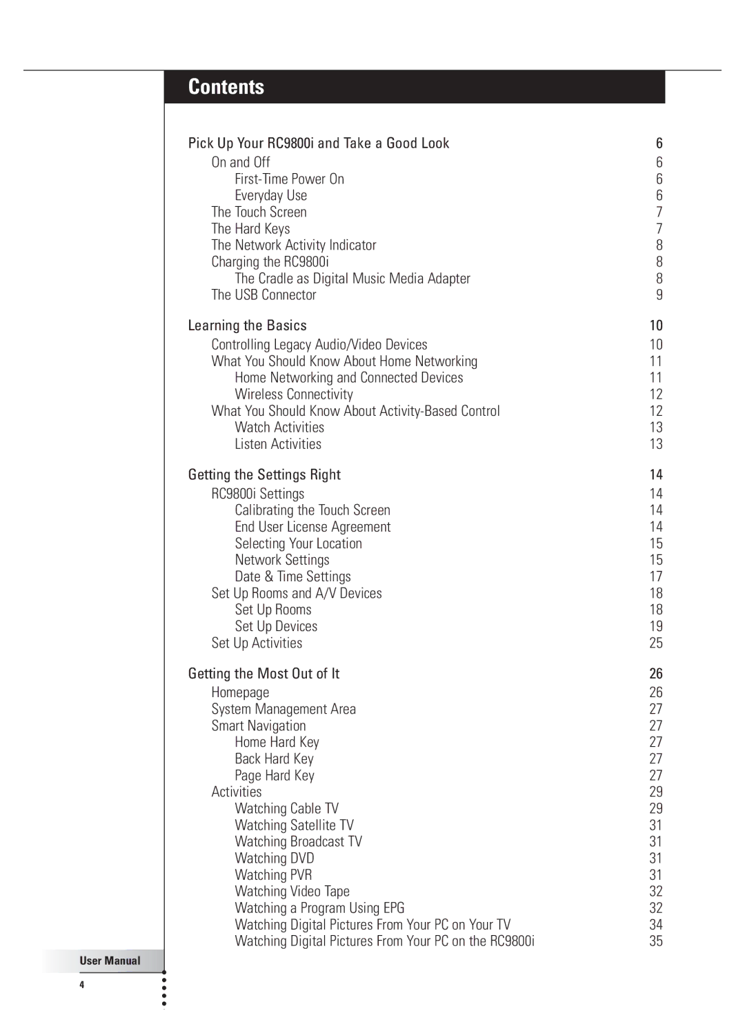 Philips 9800i user manual Contents 