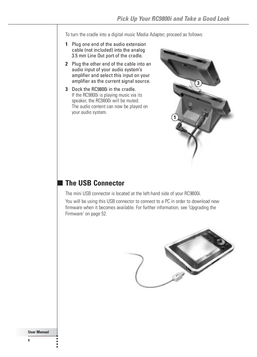 Philips 9800i user manual USB Connector 