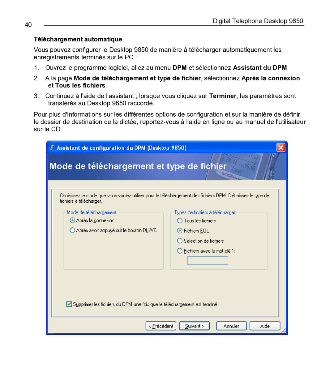 Philips 9850 manual Téléchargement automatique 