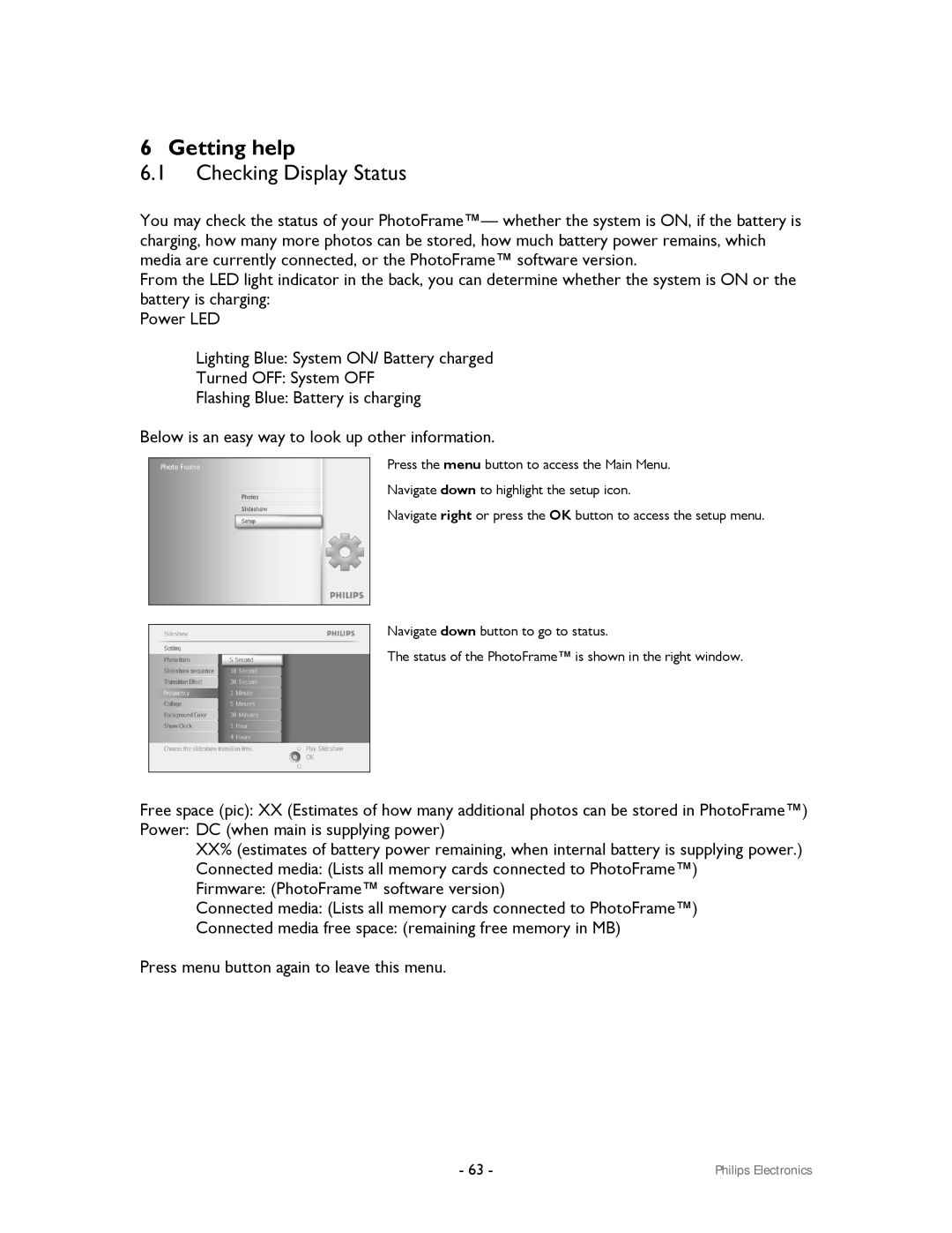 Philips 99F2 user manual Getting help, Checking Display Status 