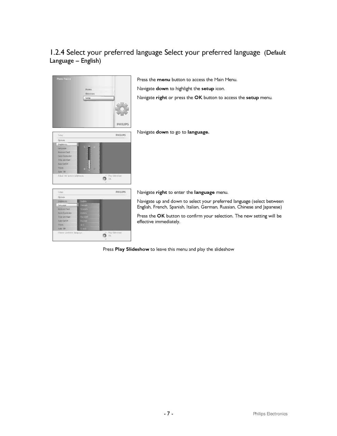 Philips 99F2 user manual Language English 