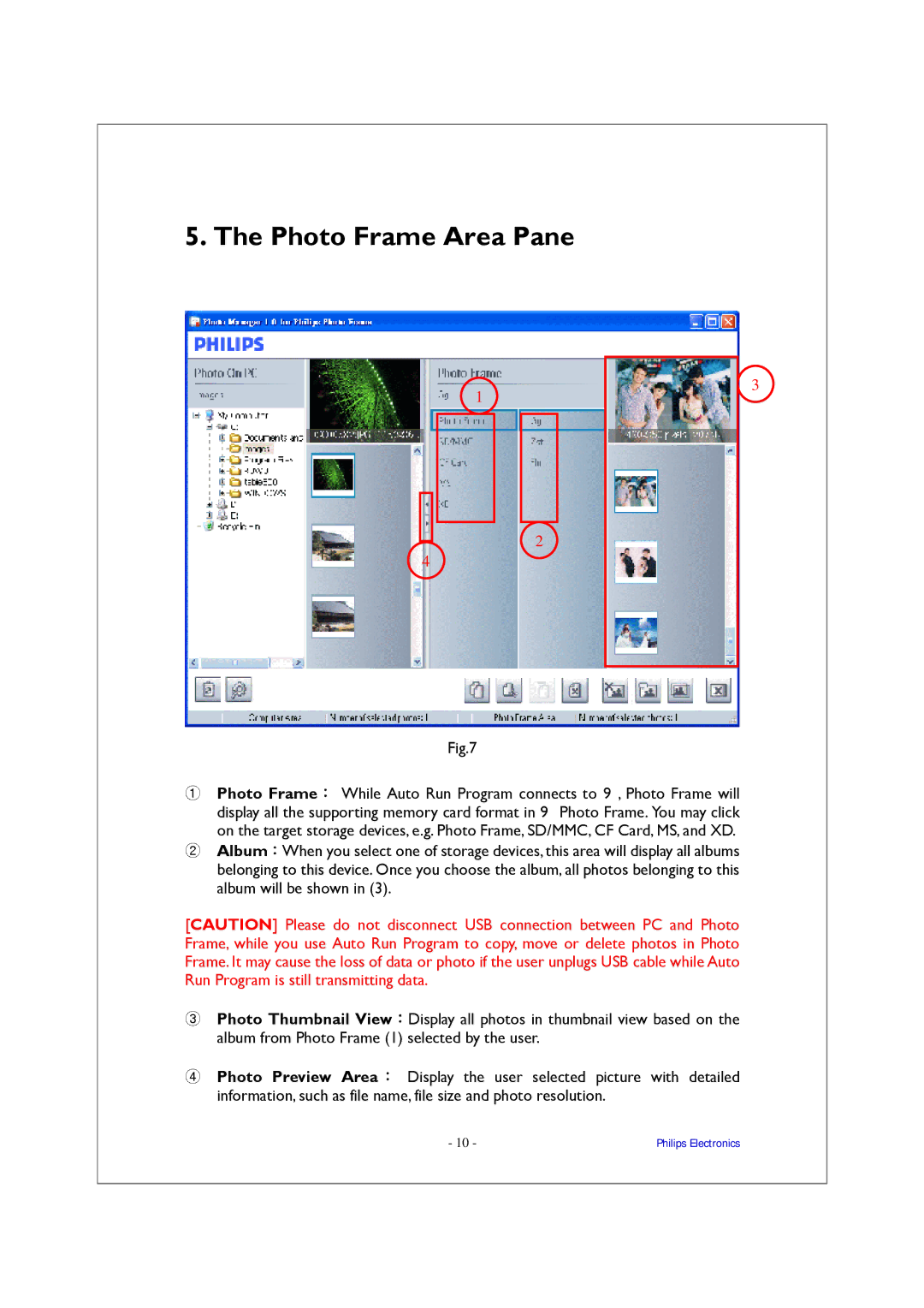 Philips 9FF2 manual Photo Frame Area Pane 