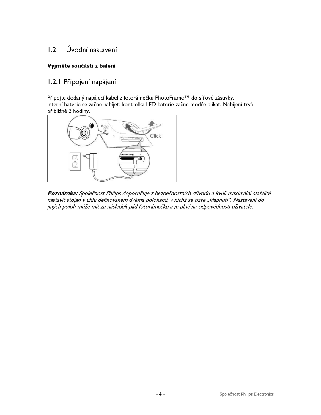 Philips 9FF2CME, 9FF2CMI, 9FF2M4, 9FF2CWO user manual Úvodní nastavení, 1 Připojení napájení, Vyjměte součásti z balení 