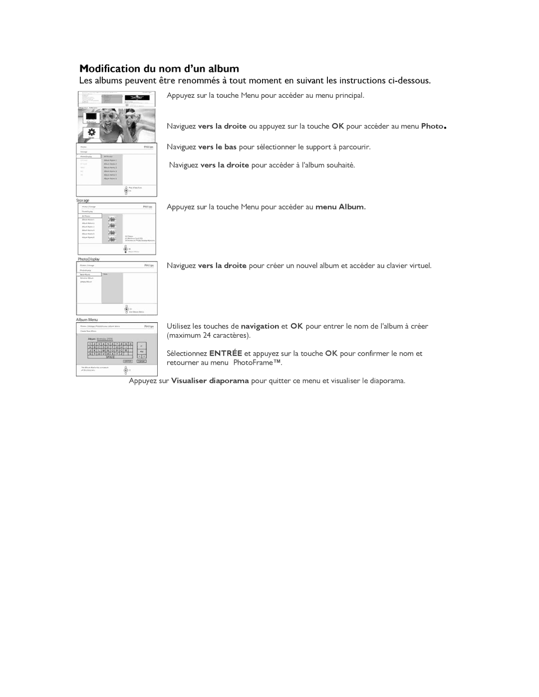 Philips 9FF2M4, 9FF2CMI, 9FF2CME, 9FF2CWO user manual Modification du nom d’un album 