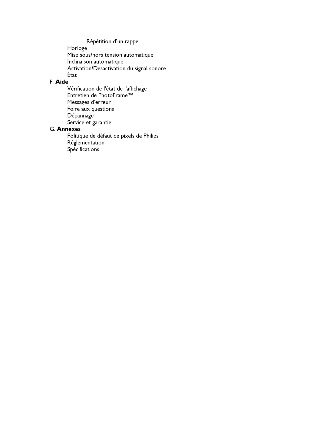 Philips 9FF2CWO, 9FF2CMI, 9FF2CME, 9FF2M4 user manual Aide, Annexes 