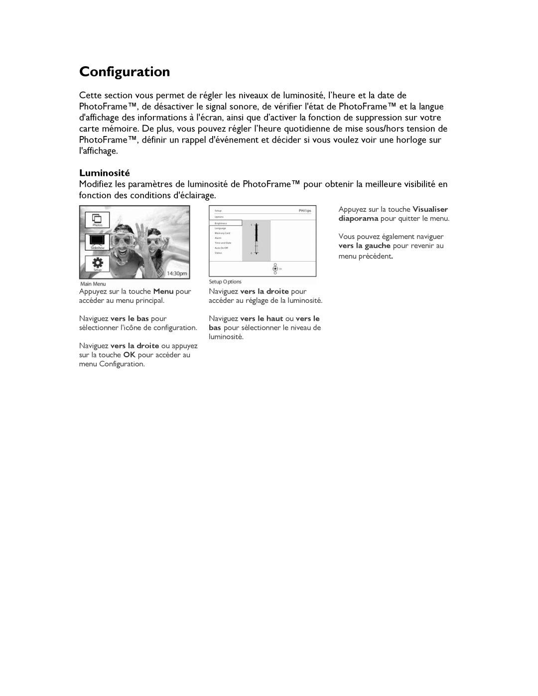 Philips 9FF2CME, 9FF2CMI, 9FF2M4, 9FF2CWO user manual Configuration, Luminosité 