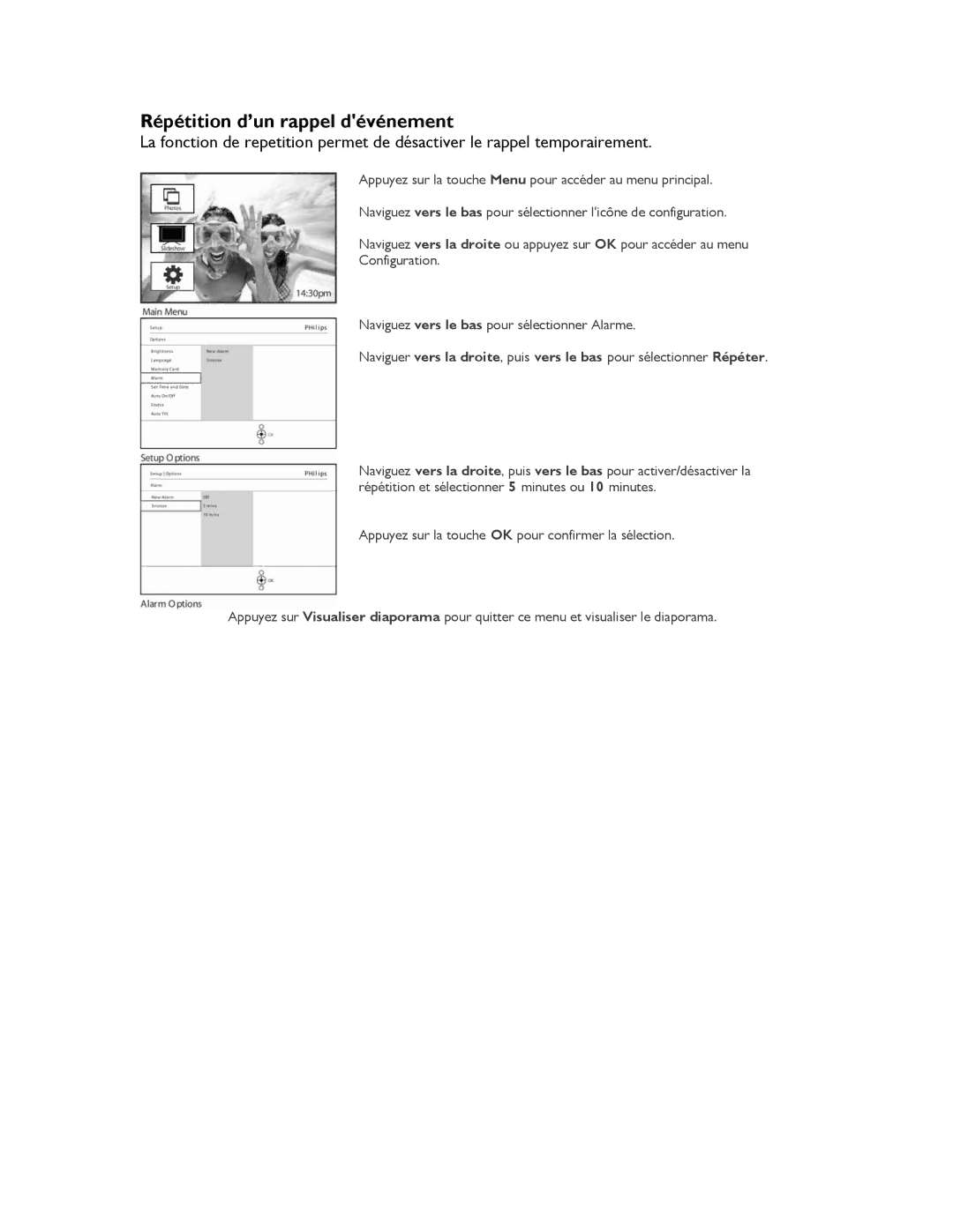 Philips 9FF2CMI, 9FF2CME, 9FF2M4, 9FF2CWO user manual Répétition d’un rappel dévénement 