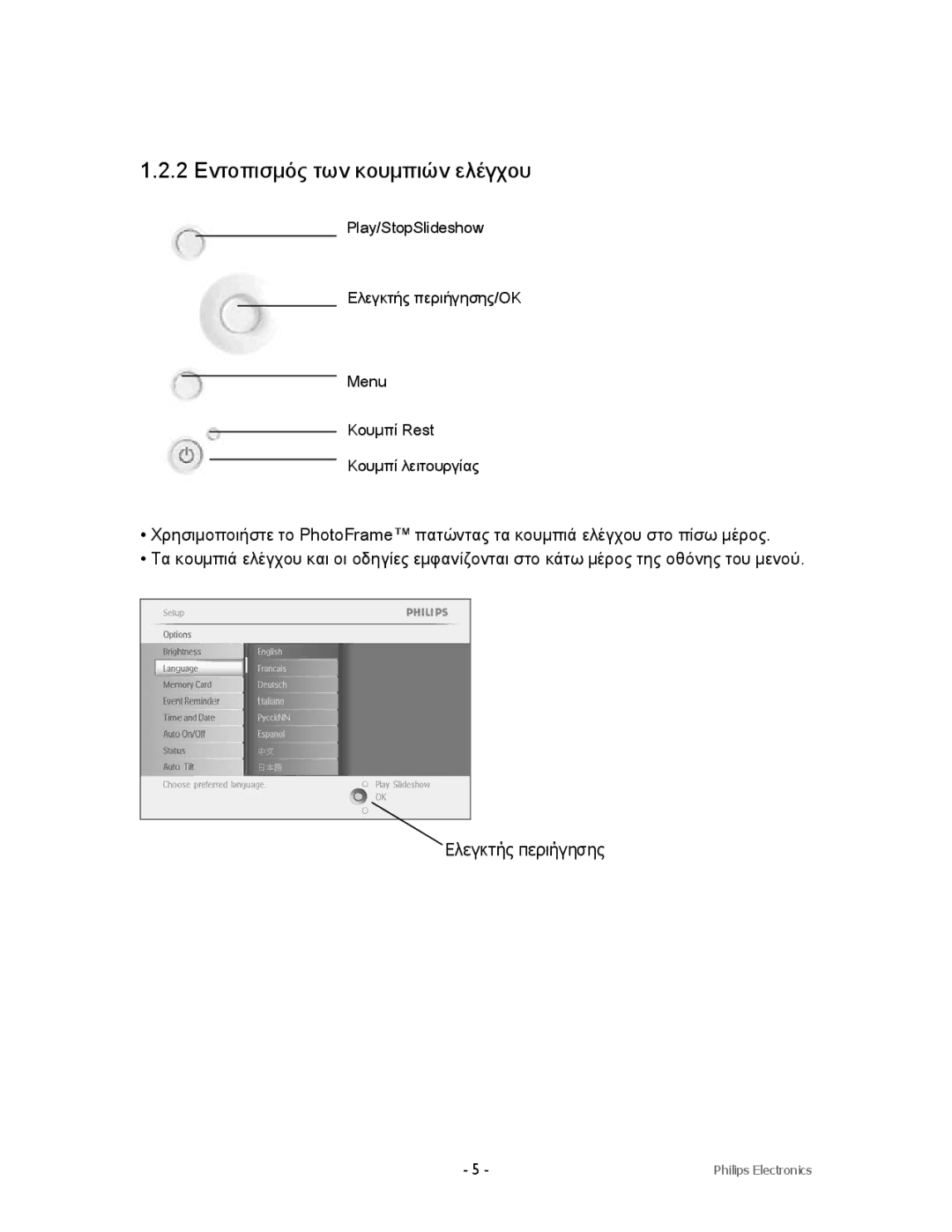 Philips 9FF2CMI, 9FF2CWO, 9FF2CME9FF2M4 user manual 2 Εντοπισμός των κουμπιών ελέγχου 