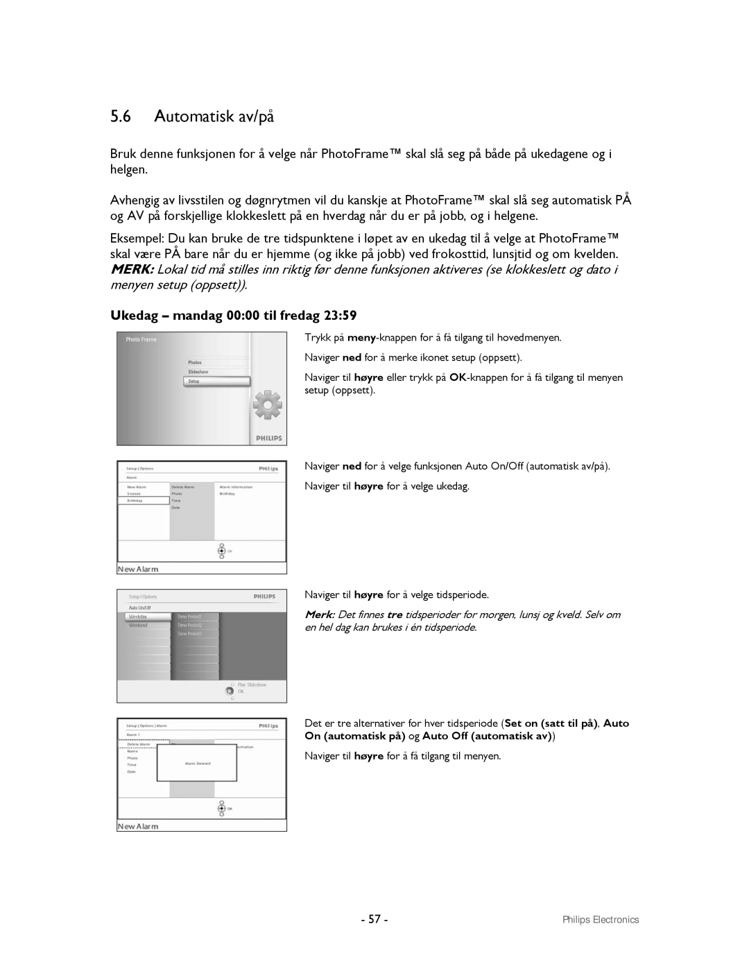 Philips 9FF2CMI, 9FF2CWO user manual Automatisk av/på, Ukedag mandag 0000 til fredag 