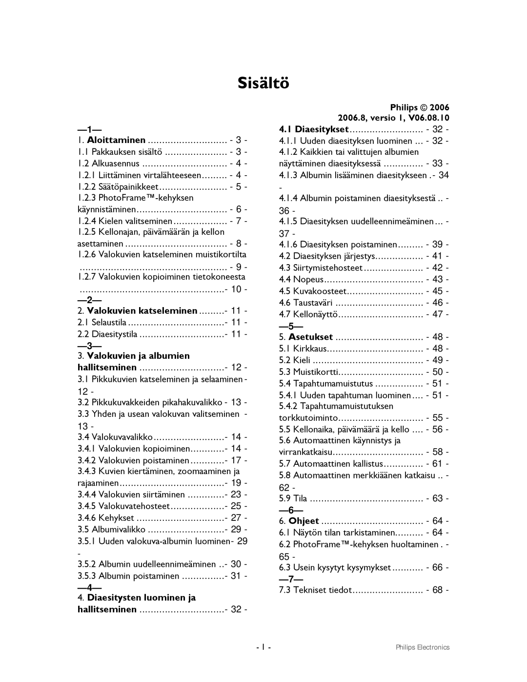 Philips 9FF2CMI, 9FF2CWO user manual Valokuvien ja albumien, Diaesitysten luominen ja 