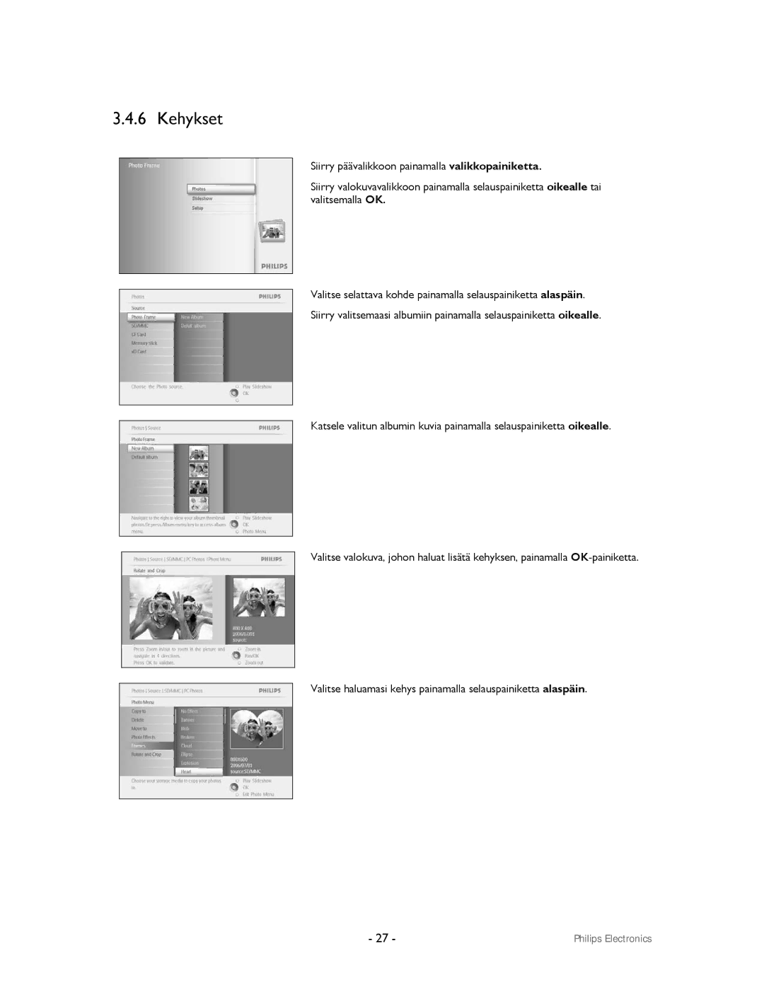 Philips 9FF2CMI, 9FF2CWO user manual Kehykset 