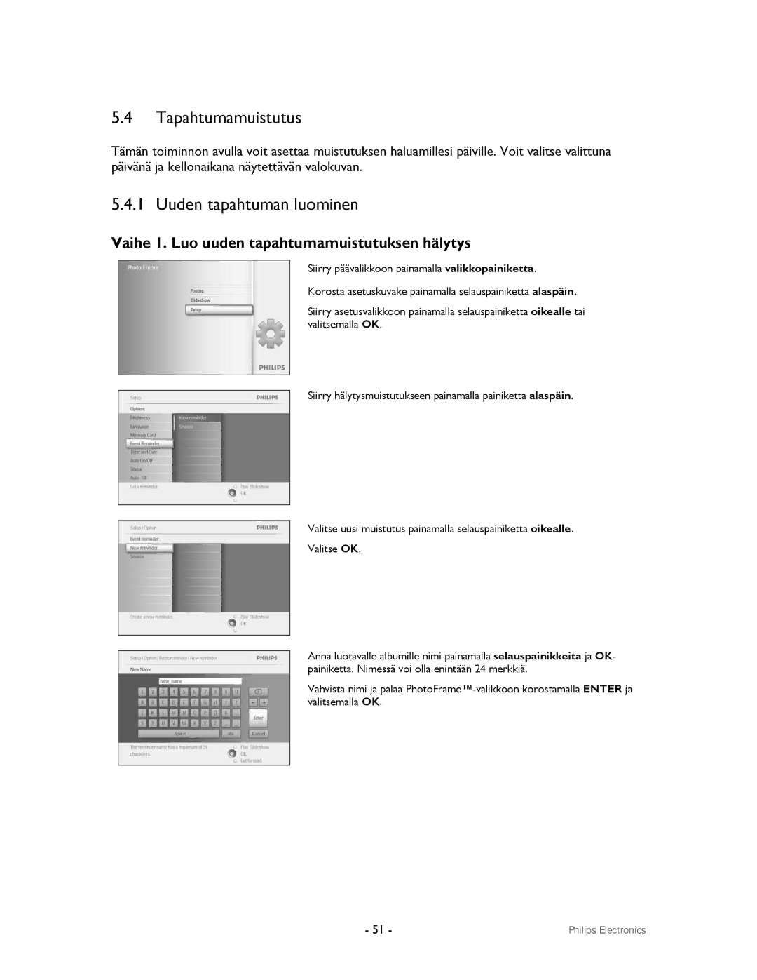 Philips 9FF2CMI, 9FF2CWO user manual Tapahtumamuistutus, Uuden tapahtuman luominen 