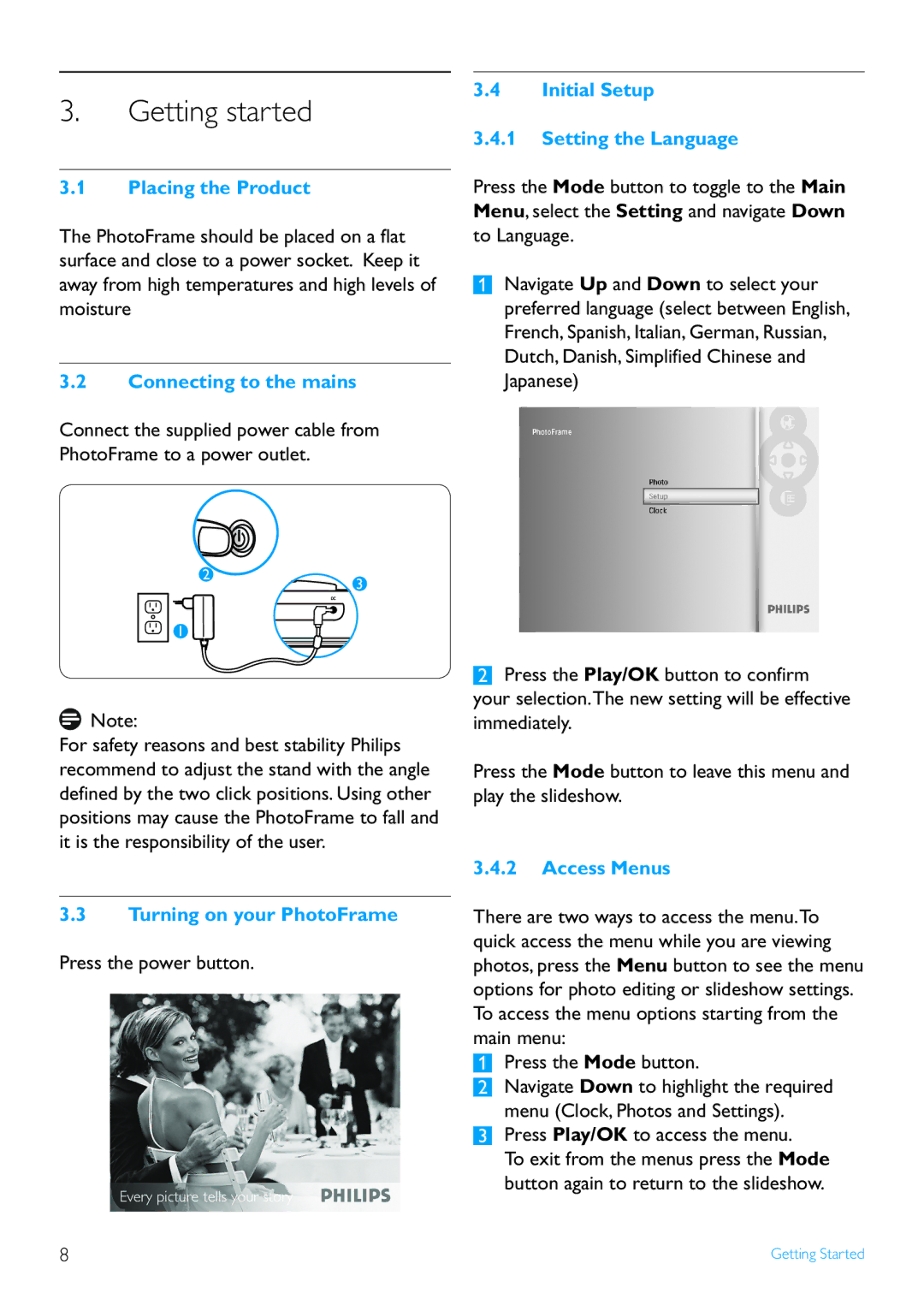 Philips 9FF3FPX, 7FF3FPX user manual Getting started 