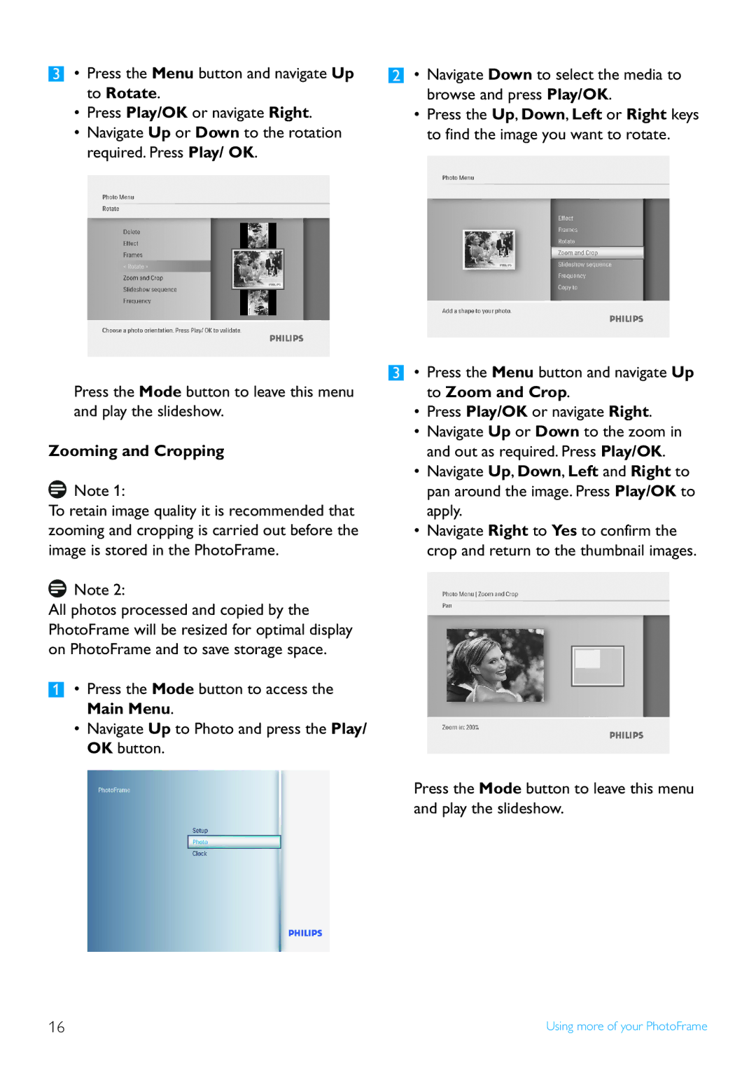 Philips 9FF3FPX, 7FF3FPX user manual Zooming and Cropping 