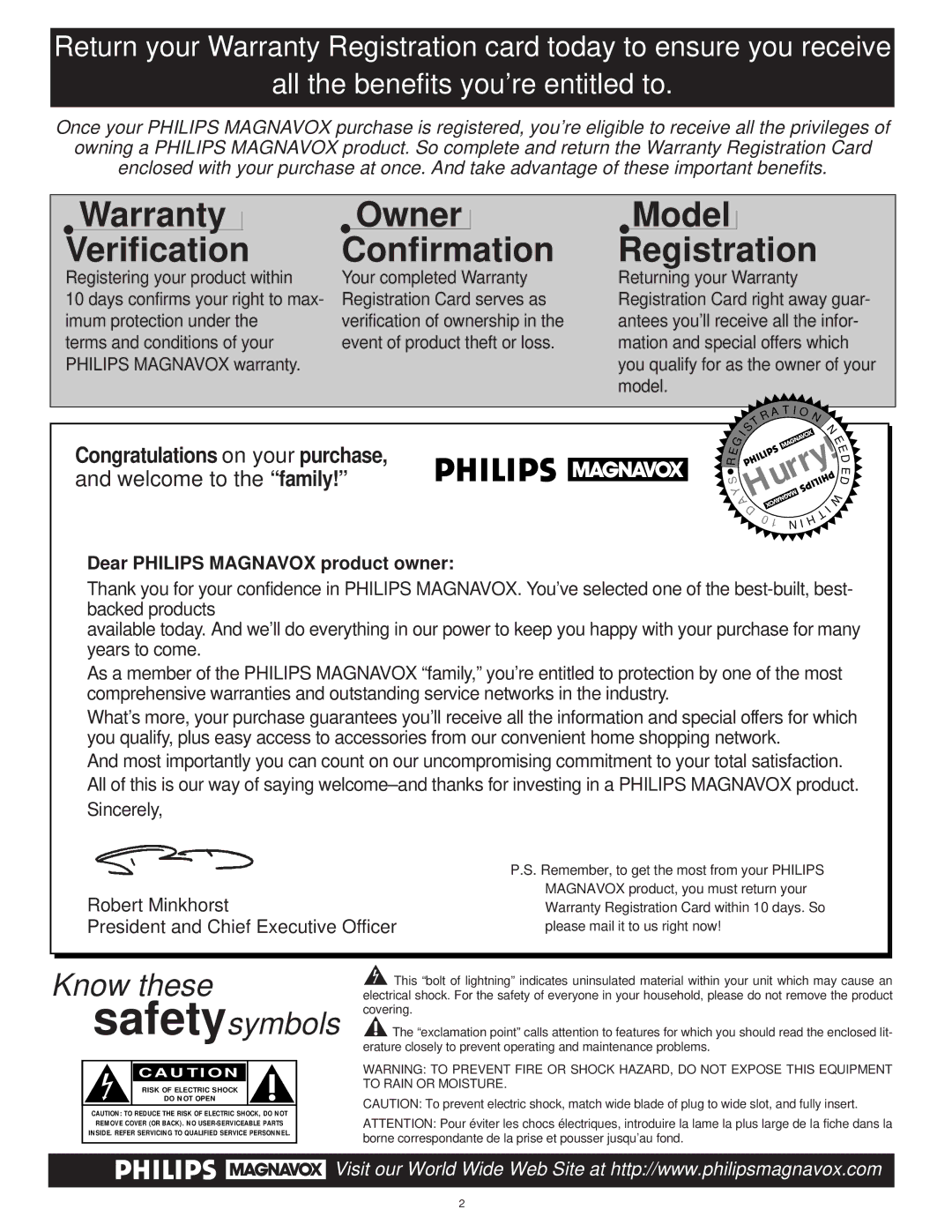 Philips 9P5031C1, 9P5531C1, 9P6031C1, 9P5034C1, 9P5534C1, 9P6034C1 manual Warranty Owner Confirmation 