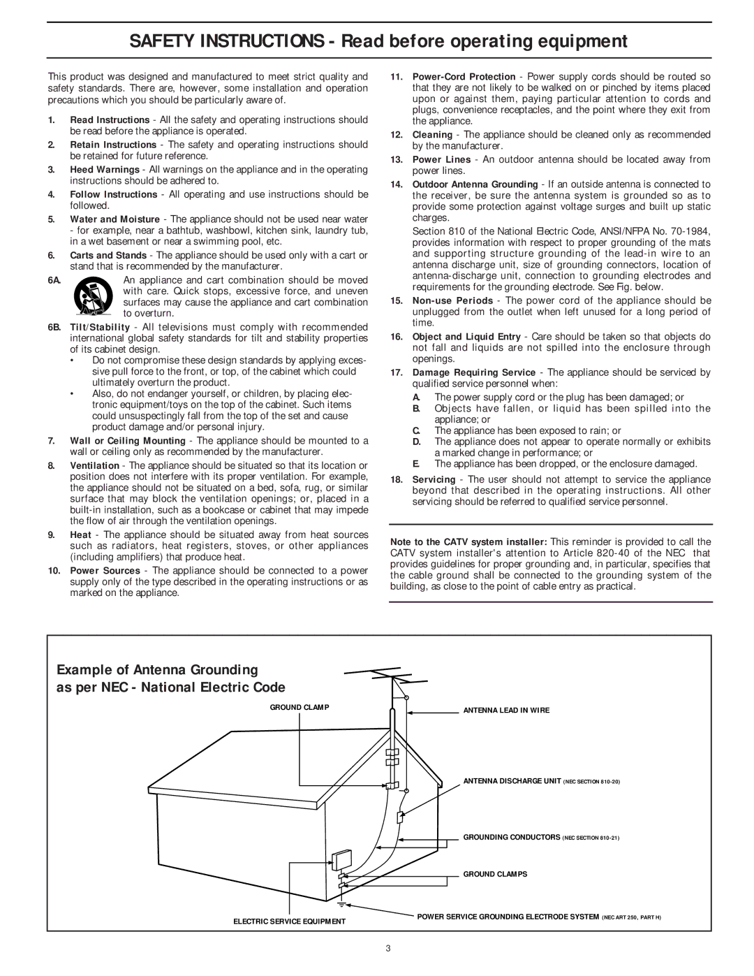 Philips 9P5040C1, 9P6440C1, 9P6040C1, 9P5540C1 manual Safety Instructions Read before operating equipment 