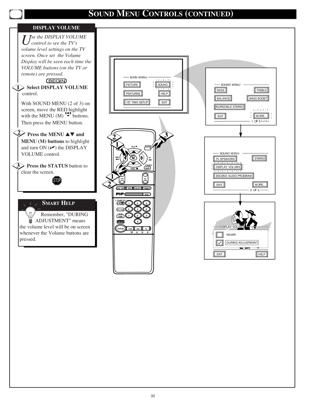 Philips 9P5540C1, 9P6440C1, 9P6040C1, 9P5040C1 manual Select Display Volume, Press the Menu Menu M buttons to highlight 