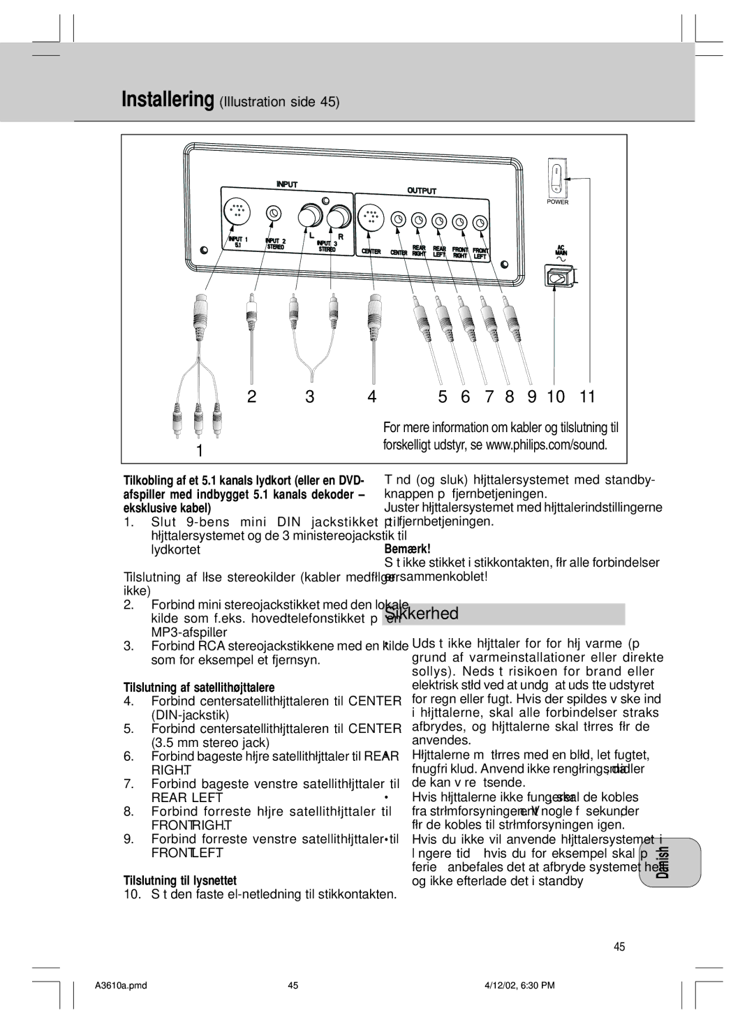 Philips MMS316, A3.610 manual Installering Illustration side 