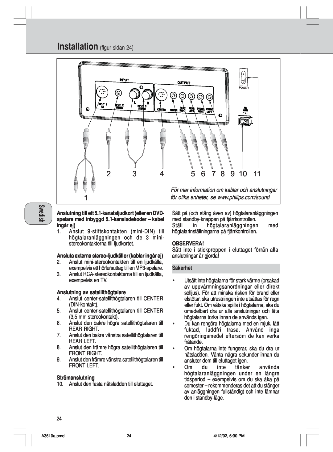 Philips A3.610, MMS316 manual 5 6 7 8, Installation figur sidan 