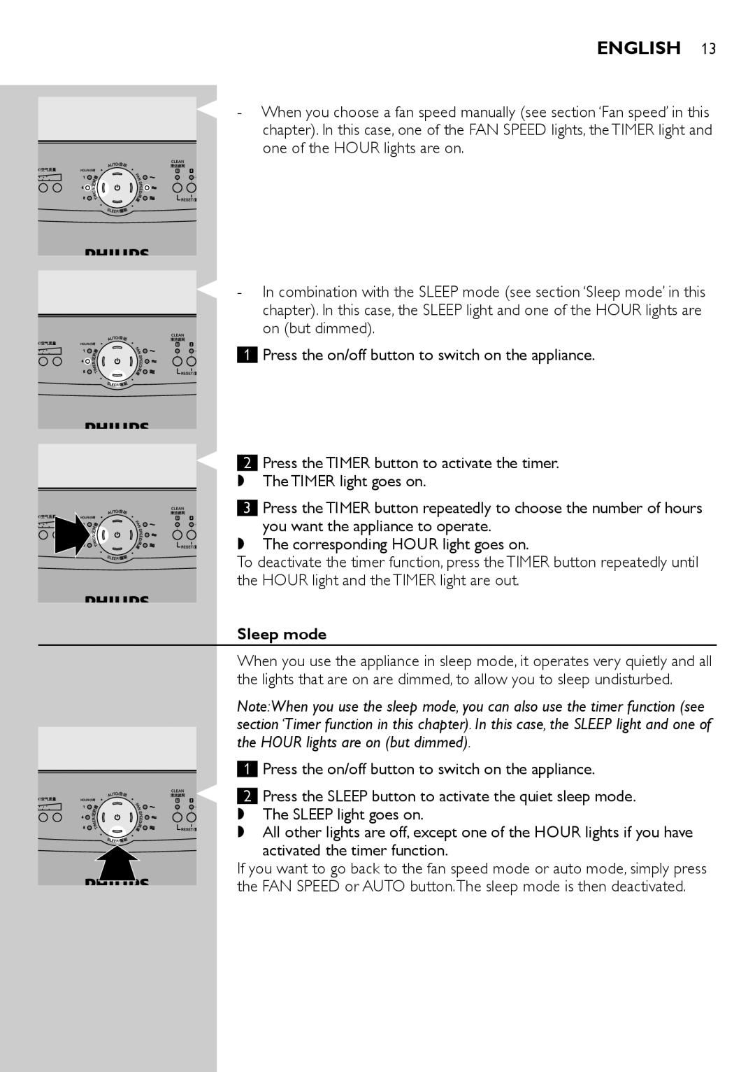 Philips AC4002 manual Sleep mode 