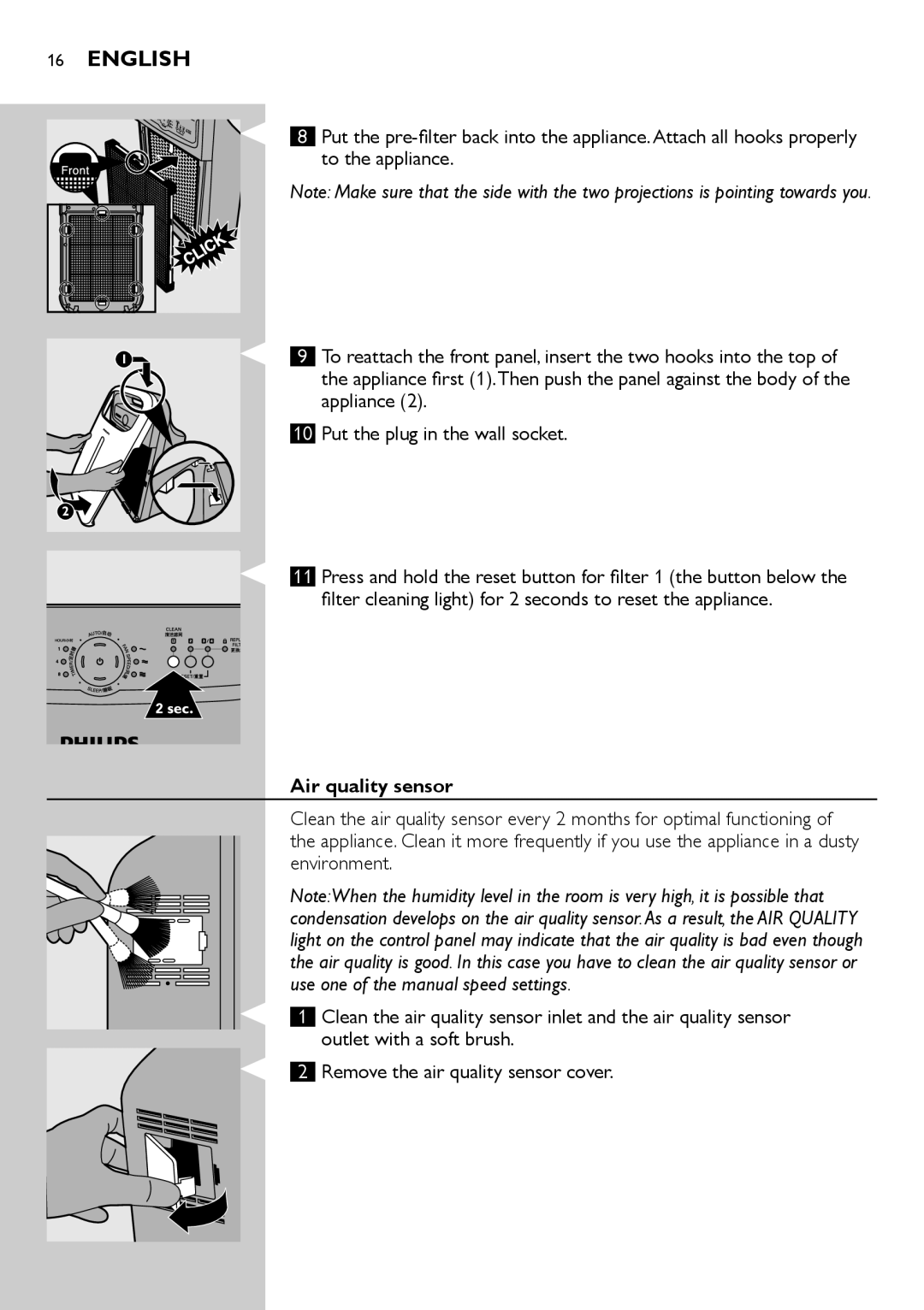 Philips AC4002 manual Air quality sensor 