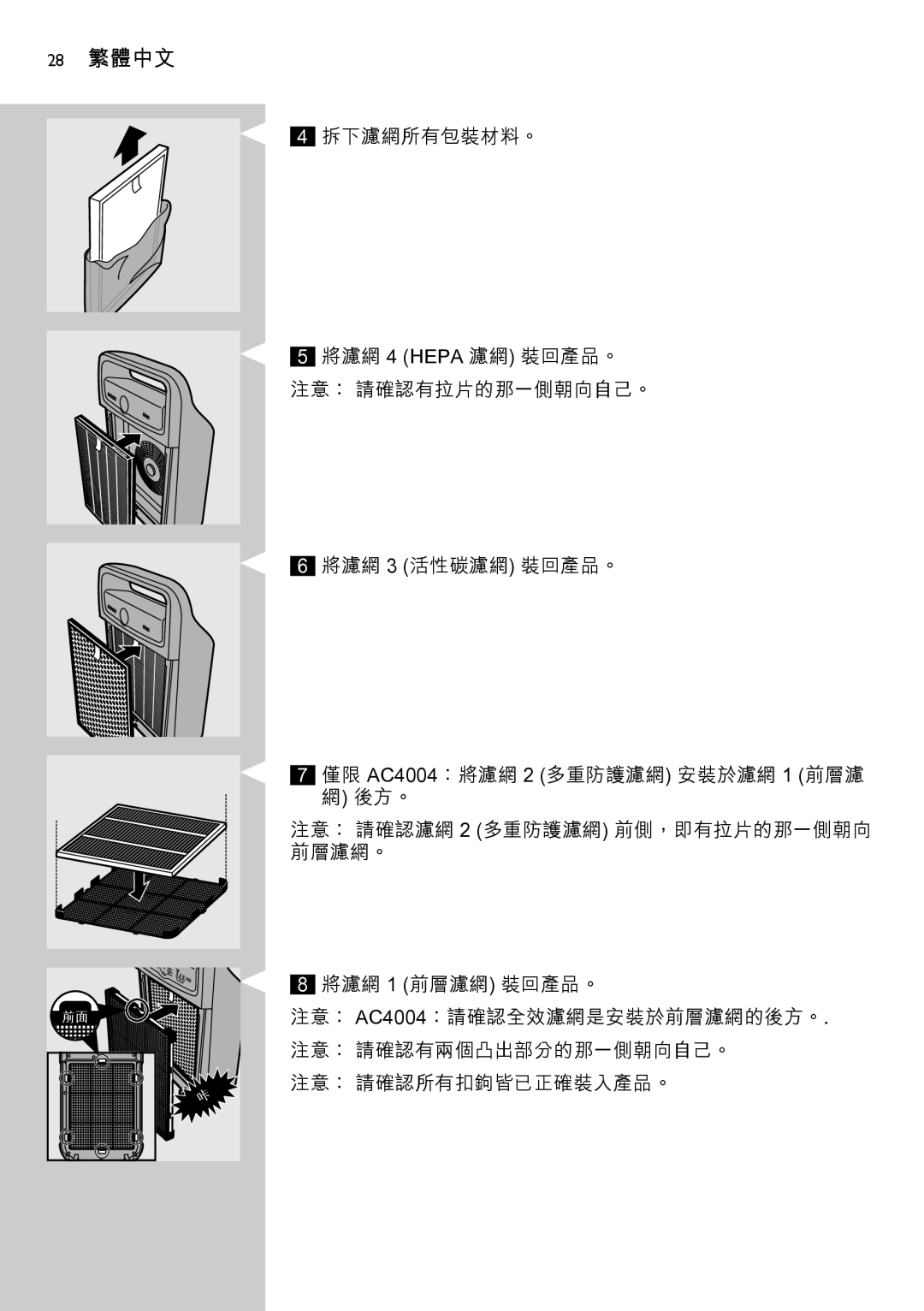 Philips AC4002 manual 28 繁體中文 