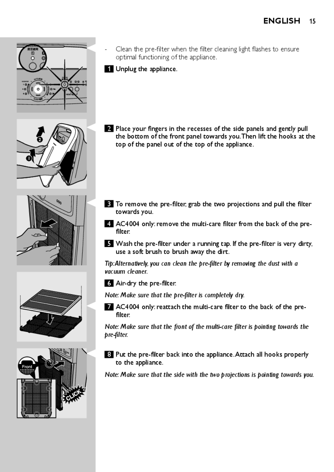 Philips AC4004, AC4002 user manual English 