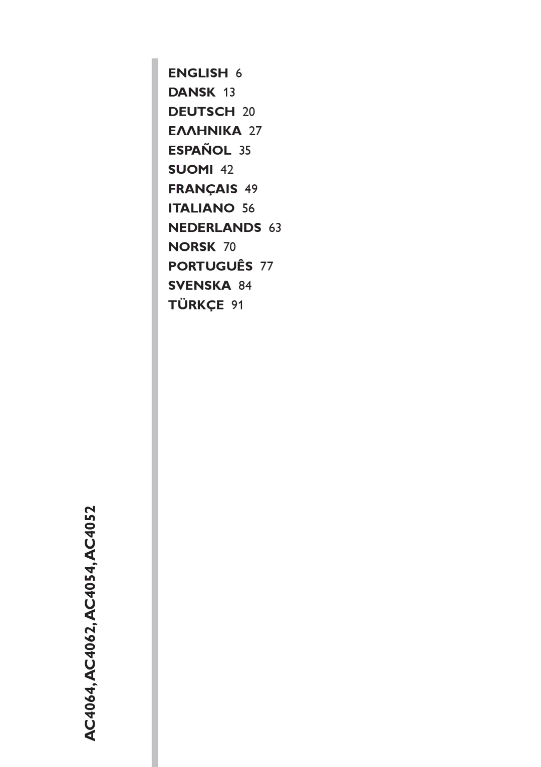 Philips manual AC4064,AC4062,AC4054,AC4052 