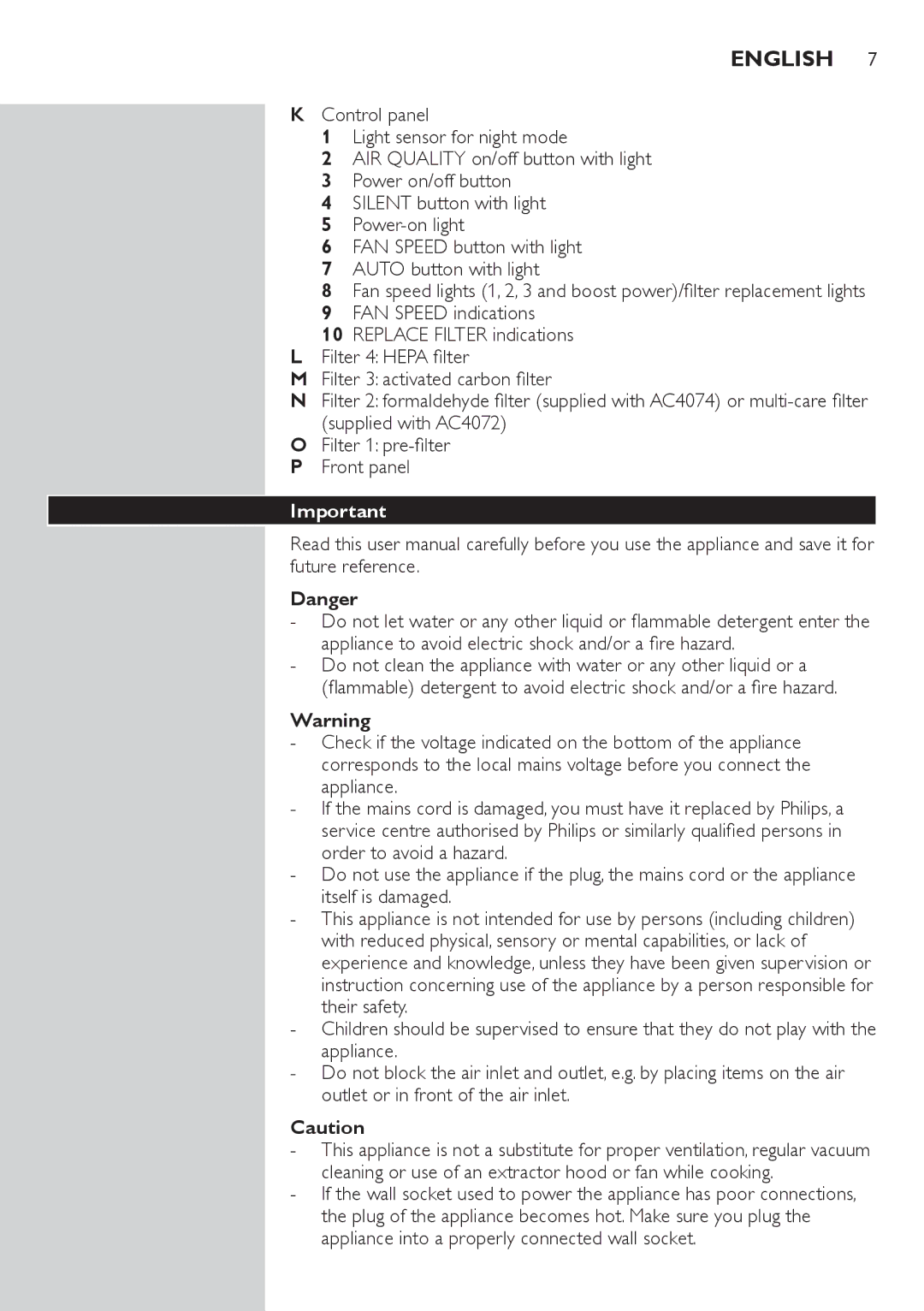 Philips AC4074 manual English 