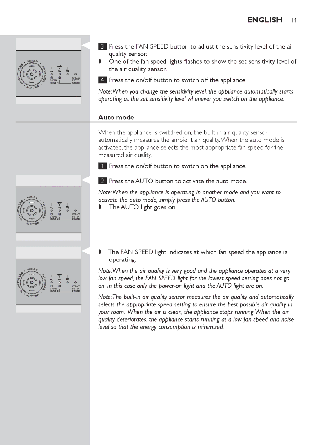 Philips AC4076 user manual Auto mode 