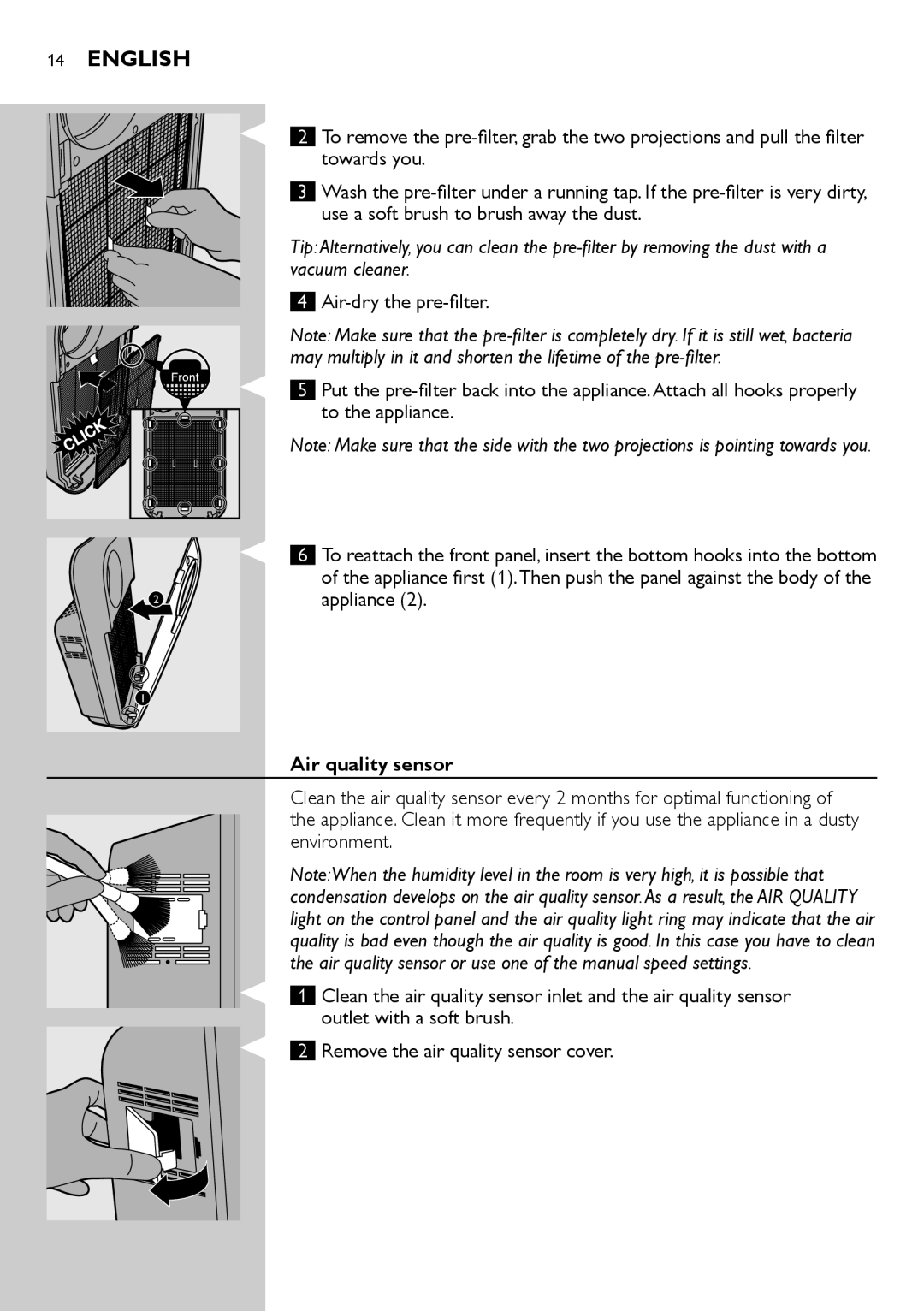 Philips AC4076 user manual Air quality sensor 