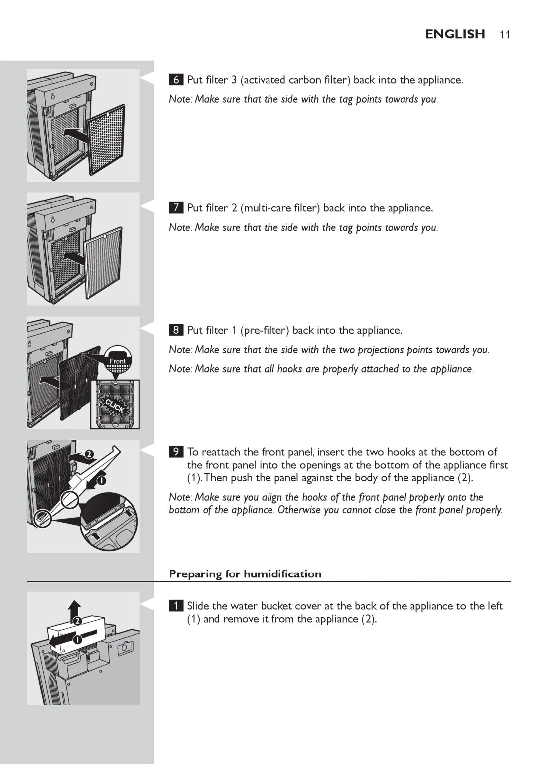 Philips AC4083 manual Preparing for humidification, Remove it from the appliance 