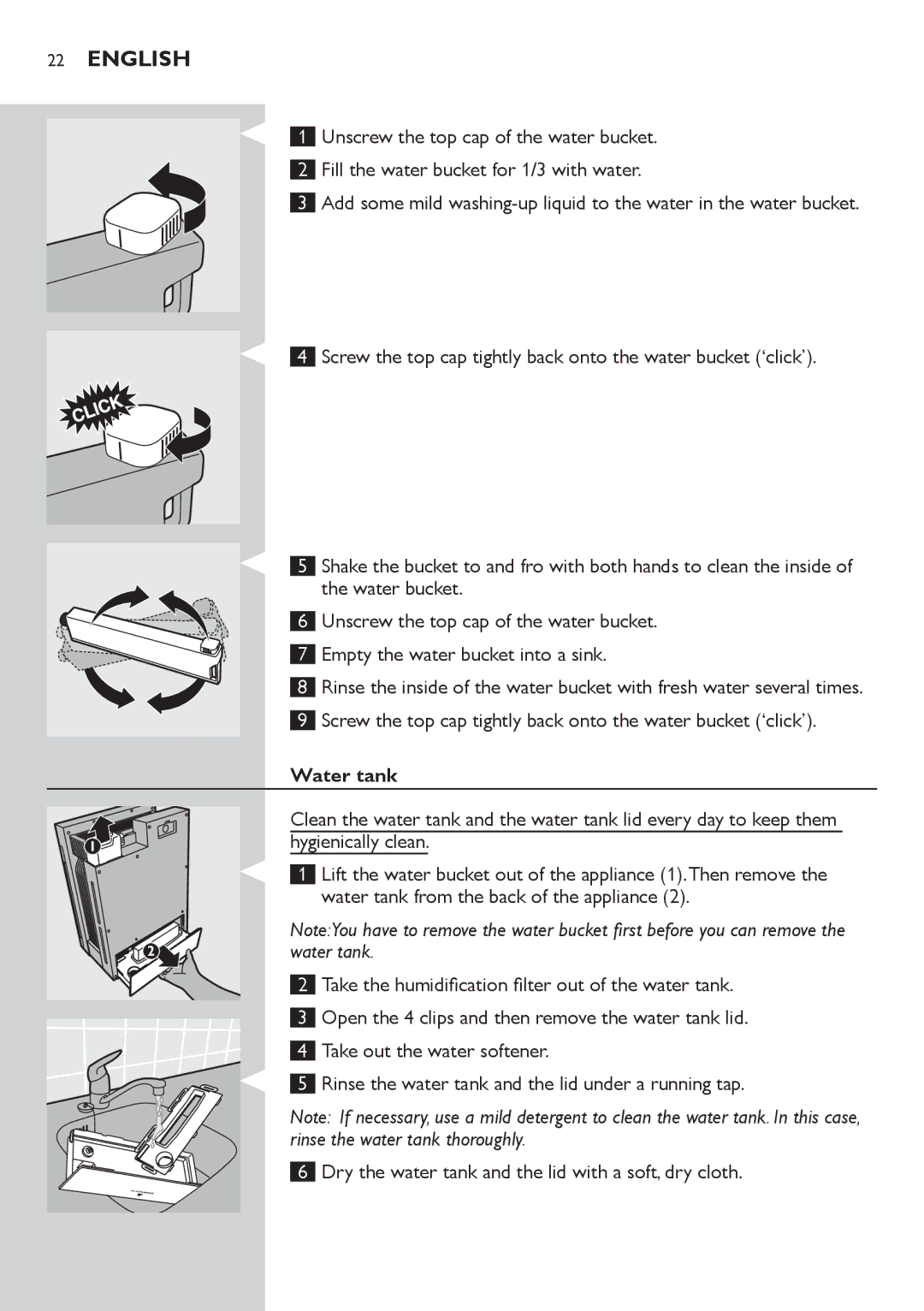 Philips AC4083 manual Water tank, Hygienically clean 