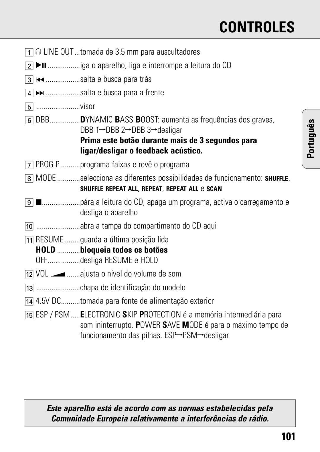 Philips ACT 7583 manual 101, Ligar/desligar o feedback acústico 