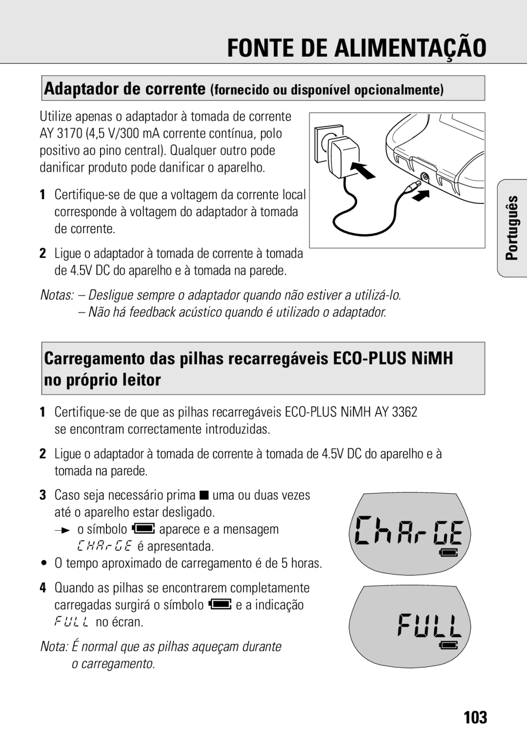 Philips ACT 7583 manual 103, Full no écran 