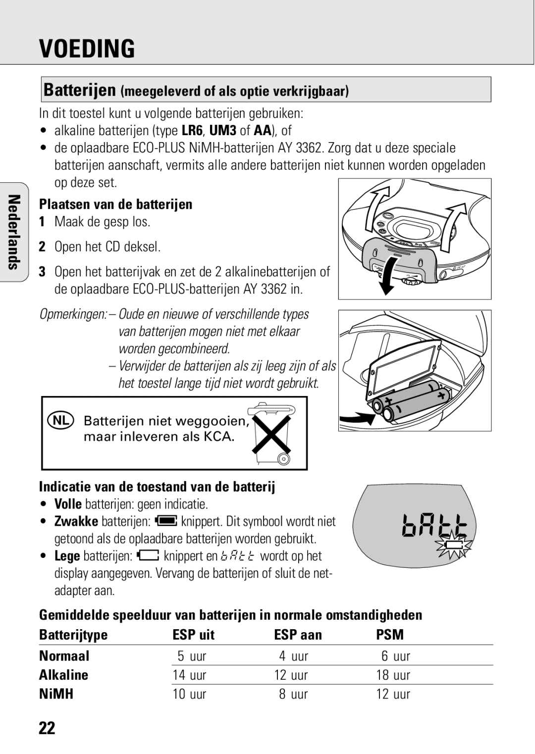 Philips ACT 7583 manual Voeding 