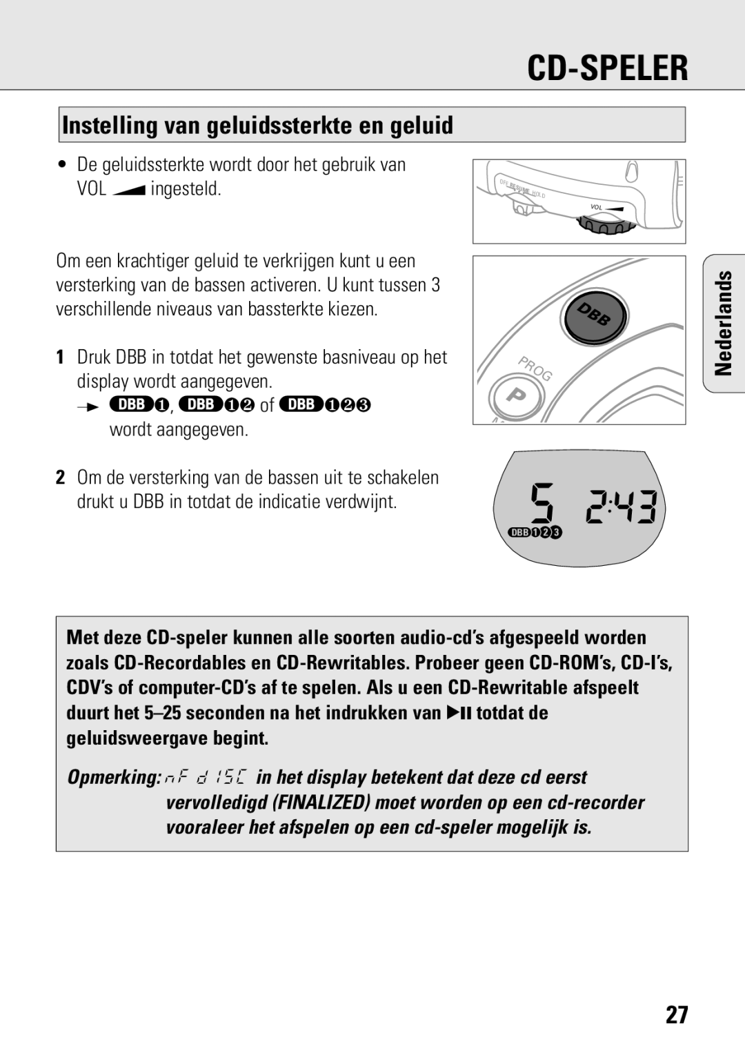 Philips ACT 7583 manual Instelling van geluidssterkte en geluid, ∂❶, ∂❶❷ of ∂❶❷❸ wordt aangegeven 