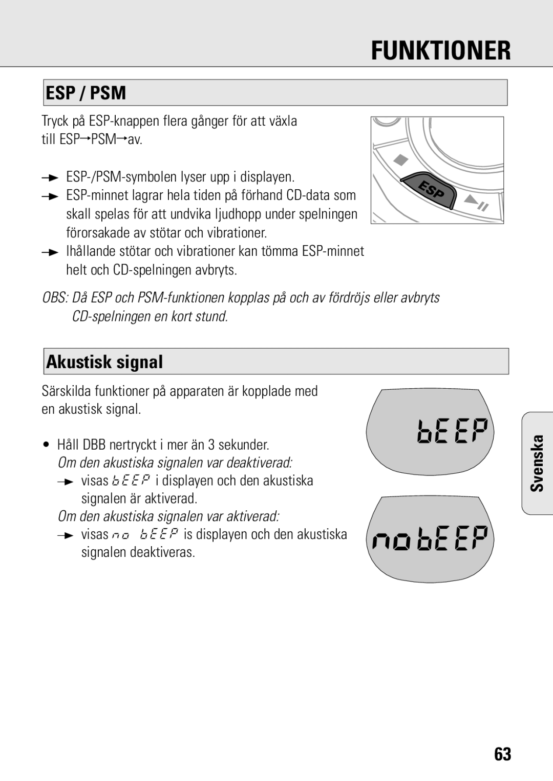 Philips ACT 7583 manual Akustisk signal 