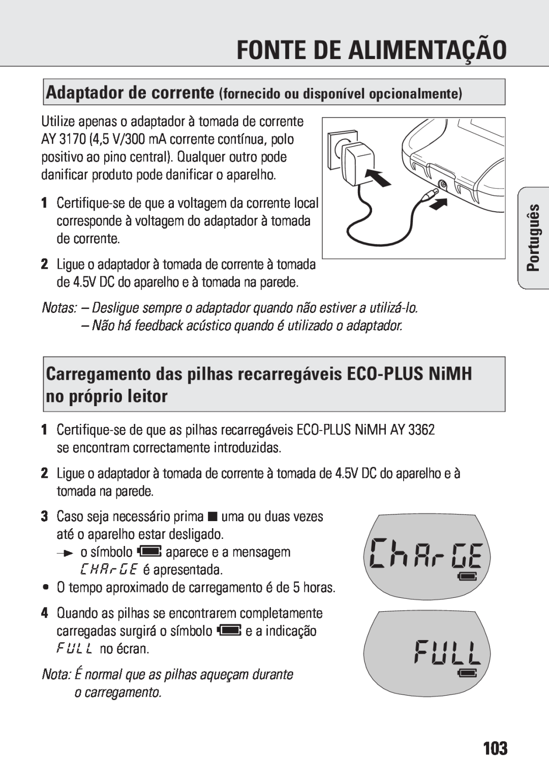Philips ACT 7583 manual Fonte De Alimentação, Português 