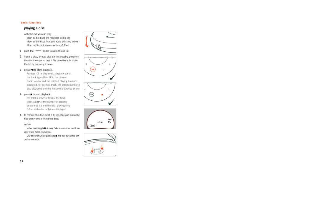 Philips ACT300 manual Playing a disc, Press 9 to stop playback 