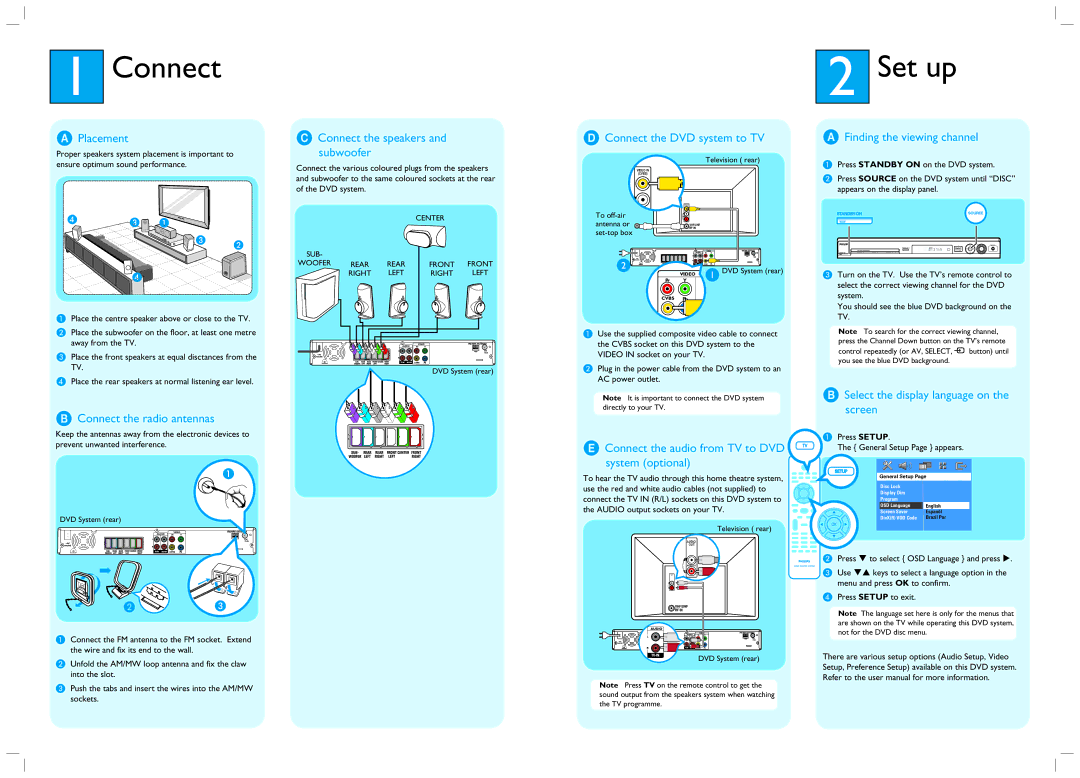 Philips Active Speaker System user manual Connect, Set up 