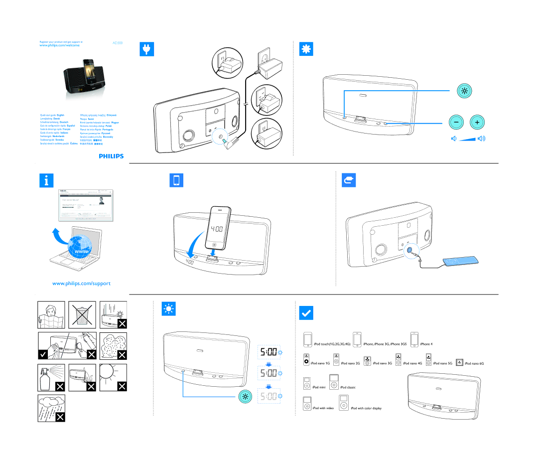 Philips AD300 quick start IPod touch1G,2G,3G,4G IPhone, iPhone 3G, iPhone 3GS, IPod mini 