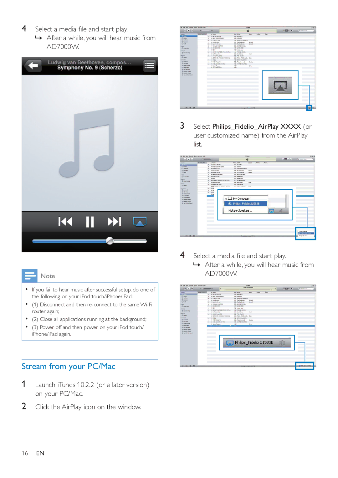 Philips AD7000W user manual Stream from your PC/Mac 