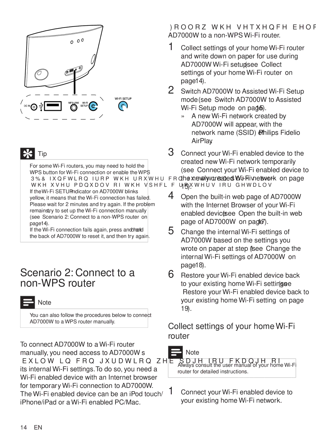 Philips AD7000W/37 user manual Scenario 2 Connect to a non-WPS router, Collect settings of your home Wi-Fi router 